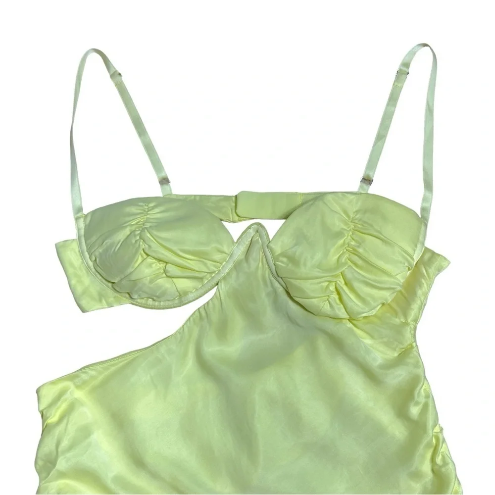 For Love & Lemons Yellow Ruched Rana Mini Dress US S - Picture 5 of 12